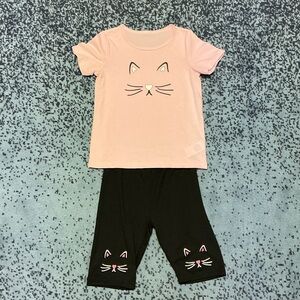 Pink Cat Face Kids Pajamas Set